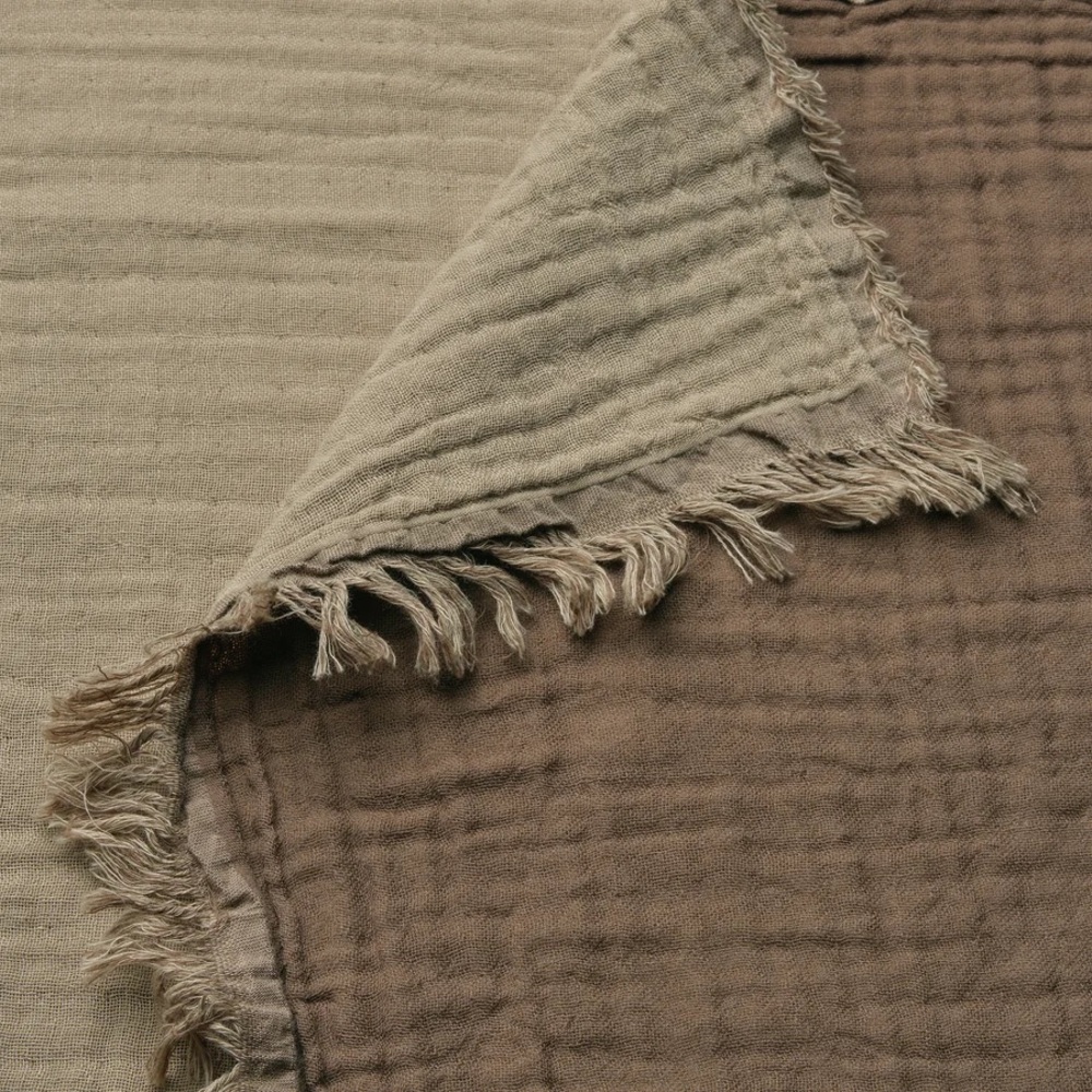 100% Cotton Cozy Brown Throw Blanket - Picture 2 of 3